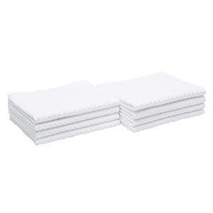 amazon basics 100% cotton terry kitchen dish towels, popcorn texture, 8 pack, white, 28"l x 16"w