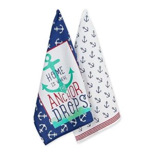 dii anchor's away collection kitchen, dishtowel set, 18x28, printed, 2 piece