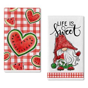 seliem spring bee kind bee happy gnome kitchen dish towel set of 2, sunflower honey hand towel inspirational quote drying baking cooking cloth, summer seasonal kitchen decor 18x26 inches