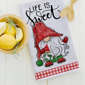 Seliem Spring Bee Kind Bee Happy Gnome Kitchen Dish Towel Set of 2, Sunflower Honey Hand Towel Inspirational Quote Drying Baking Cooking Cloth, Summer Seasonal Kitchen Decor 18x26 Inches