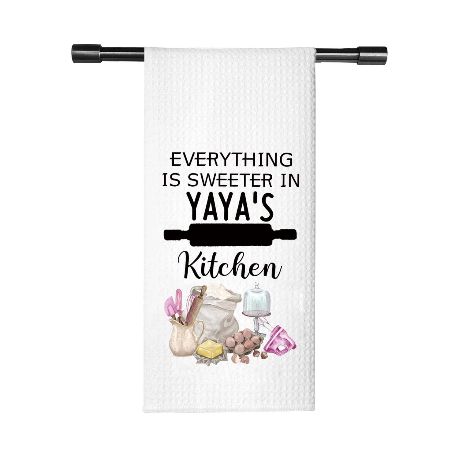 TSOTMO Yaya Gift Yaya Everything is Sweeter in Yaya’s Kitchen Grandma Kitchen Towel Dish Towel (Sweeter Yaya)