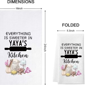 TSOTMO Yaya Gift Yaya Everything is Sweeter in Yaya’s Kitchen Grandma Kitchen Towel Dish Towel (Sweeter Yaya)