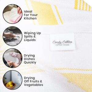 Candy Cottons Stripe Kitchen Towels Decor Hanging Loop Dish Towels Boho Stripe Absorbent Festive Gift Set of 6 Pantry Kitchen Reversible 18x28 in Dish Towels|Spring Vintage Farmhouse Style|Yellow