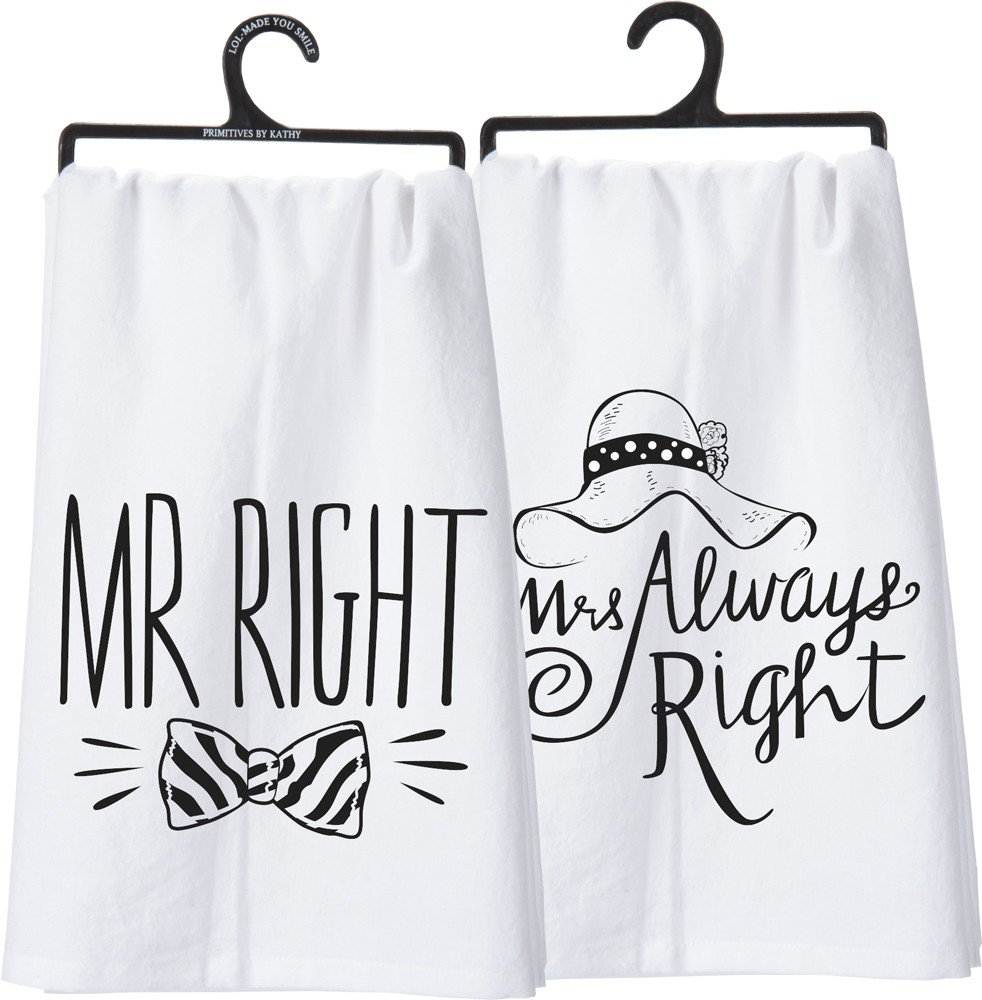 Primitives by Kathy LOL Made You Smile Double-Sided Dish Towel, 28" x 28", Mr./Mrs.