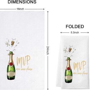Funny Champagne Lover Gift Home Champagne Bar Decor Champagne Themed Flour Sack Kitchen Towel Dish Towel (MVP Towel)