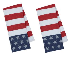 flag stars and stripes patriotic cotton jacquard kitchen towels, set of 2