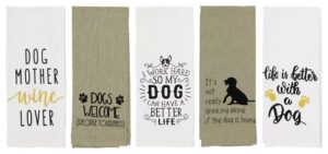 cute dog kitchen towels set funny dish towels for puppy dog lovers gifts for women or men dog hand towels set of 5 cotton flour sack towels 16” x 28”