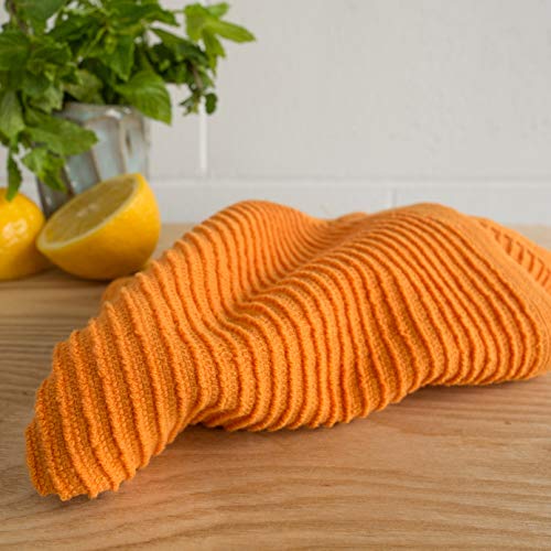 Now Designs Ripple Kitchen Dishcloth, Set of 4, Kumquat Orange