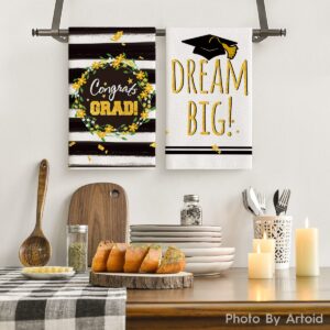 Artoid Mode Congrats Grad Gnomes Kitchen Towels Dish Towels, 18x26 Inch Graduation Party Dream Big Ultra Absorbent Bar Tea Hand Towel Set of 4