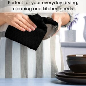 Linen Hub Terry Kitchen Dish Towels for Drying Dishes Set of 8, Soft Absorbent Tea Towel, Farmhouse Kitchen Towels with Hanging Loop, 100% Cotton Kitchen Towels for Easter, Christmas 15x25 Black White