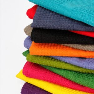 Cotton Craft 12 Pack Multicolor Kitchen Towels 16x28 Inches- Pure Cotton, Absorbent Waffle Weave