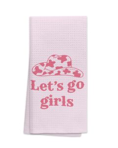 ohsul hot pink preppy cowgirl hat highly absorbent bath towels kitchen towels dish towels,inspirational let’s go girls hand towels tea towel for bathroom kitchen college dorm decor,teen girls gifts