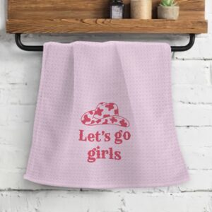 OHSUL Hot Pink Preppy Cowgirl Hat Highly Absorbent Bath Towels Kitchen Towels Dish Towels,Inspirational Let’s Go Girls Hand Towels Tea Towel for Bathroom Kitchen College Dorm Decor,Teen Girls Gifts