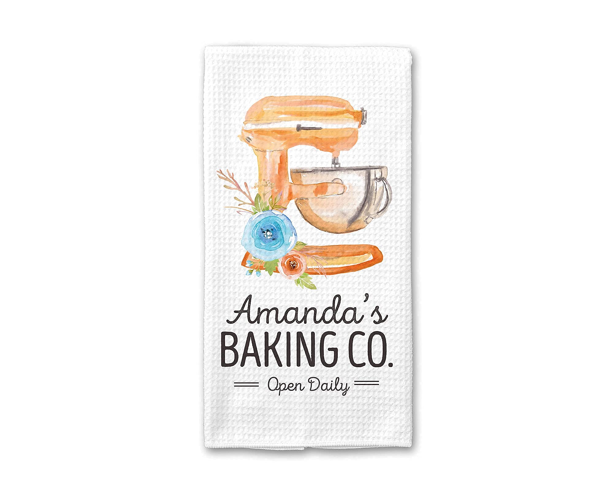 Personalized Baking Co. Kitchen Towel | Custom Waffle Weave Dish Towel | Personalized Kitchen Towel | Housewarming Gift | Wedding Gift | Housewarming Gift | Mixer Kitchen Towel | Baking Towel