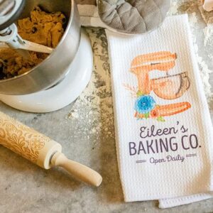 Personalized Baking Co. Kitchen Towel | Custom Waffle Weave Dish Towel | Personalized Kitchen Towel | Housewarming Gift | Wedding Gift | Housewarming Gift | Mixer Kitchen Towel | Baking Towel