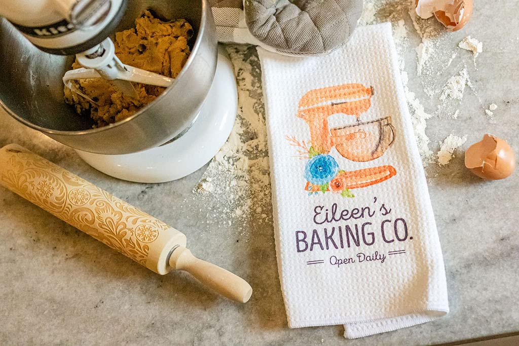 Personalized Baking Co. Kitchen Towel | Custom Waffle Weave Dish Towel | Personalized Kitchen Towel | Housewarming Gift | Wedding Gift | Housewarming Gift | Mixer Kitchen Towel | Baking Towel