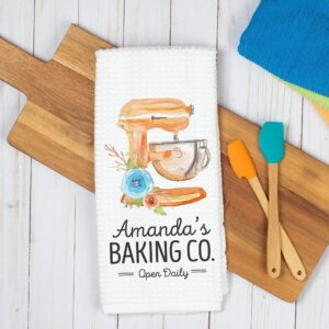 Personalized Baking Co. Kitchen Towel | Custom Waffle Weave Dish Towel | Personalized Kitchen Towel | Housewarming Gift | Wedding Gift | Housewarming Gift | Mixer Kitchen Towel | Baking Towel