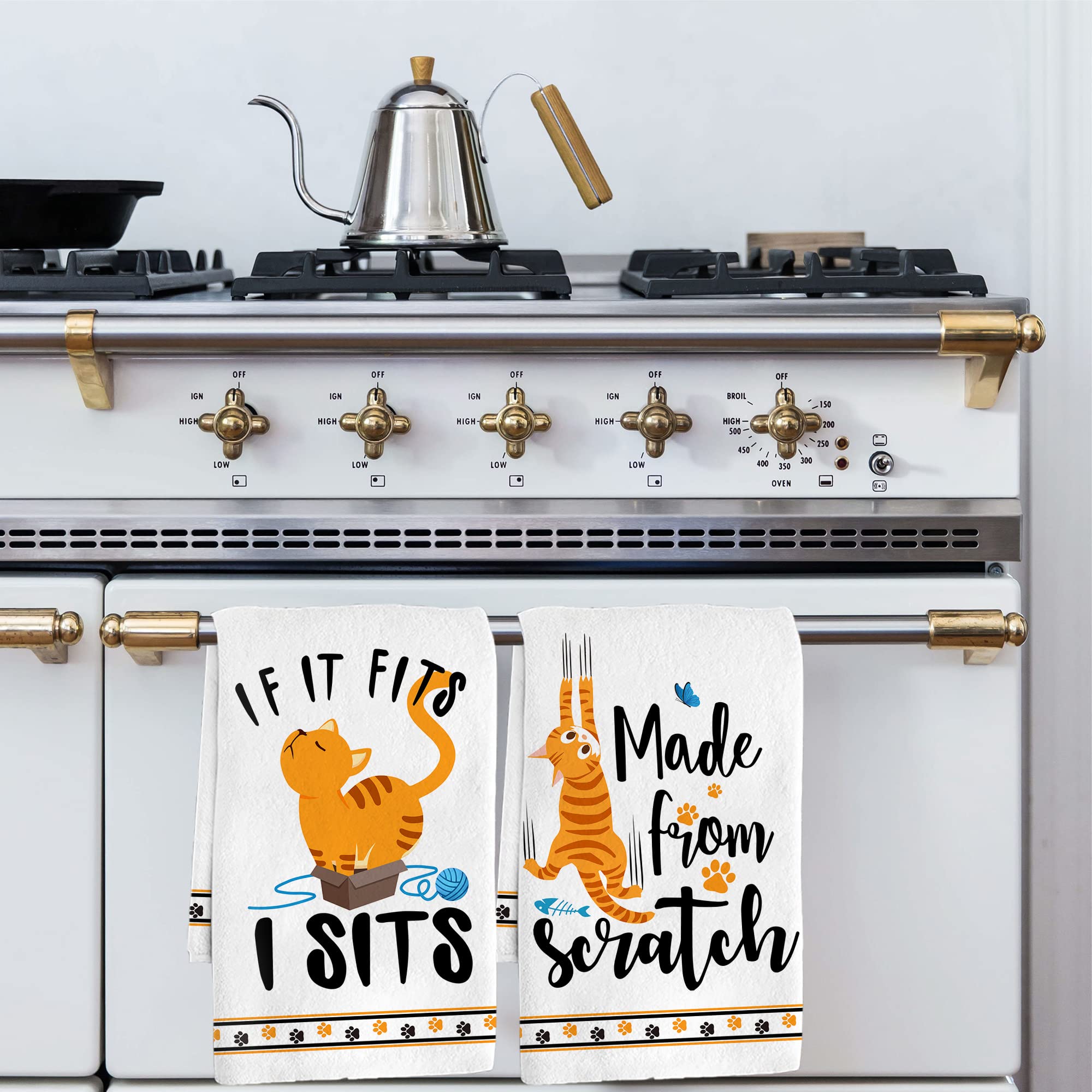 pinata Cat Kitchen Towels Decorative Set of 4 - Cat Lover Gifts for Women - Housewarming Gifts - Cat Gifts for Cat Lovers - Cat Mom Gifts for Women - Funny Cat Dish Towels - Cat Kitchen Decor