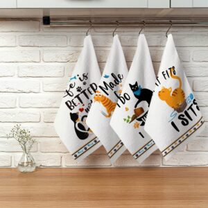 pinata Cat Kitchen Towels Decorative Set of 4 - Cat Lover Gifts for Women - Housewarming Gifts - Cat Gifts for Cat Lovers - Cat Mom Gifts for Women - Funny Cat Dish Towels - Cat Kitchen Decor