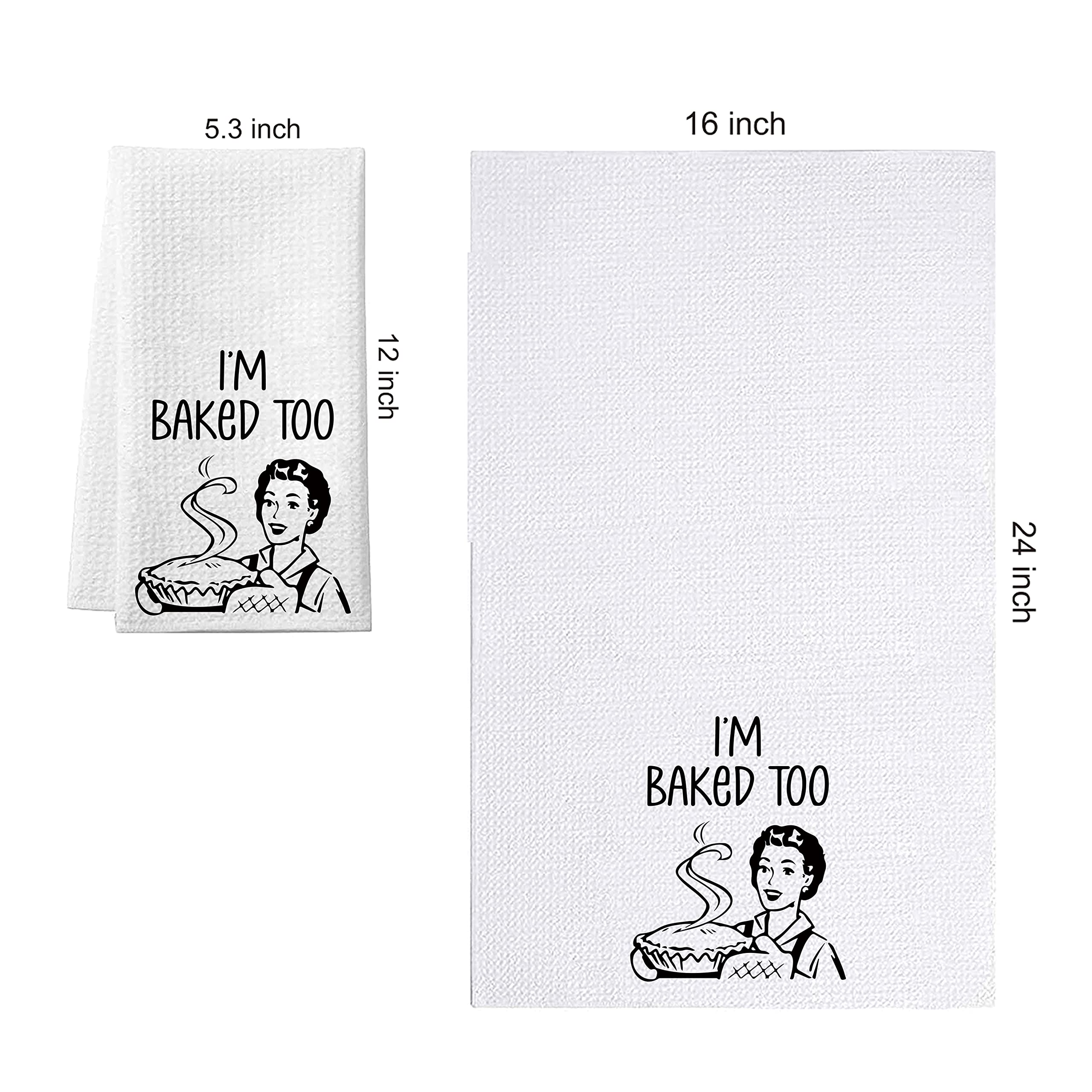 XIKAINUO I’m Baked Too - Waffle Cotton Kitchen Towels Hand Towel, Kitchen Decor Towel Flour Sack Towel Dish Towel for Women Sisters Mom Aunts Hostess Christmas New Home Kitchen Gifts