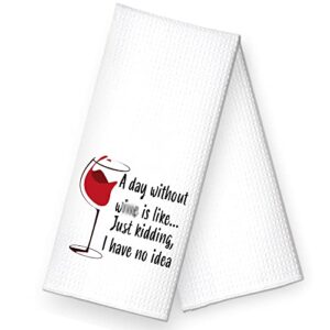 rzhv like just kidding kitchen towel, funny sayings dish towel gift for women sisters friends mom aunty hostess, housewarming new home