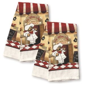 Home Collection Classic Kitchen Dish Towels - Set of 2, 15" x 25", 59% Cotton, 41% Polyester (Chef)