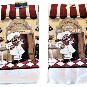 Home Collection Classic Kitchen Dish Towels - Set of 2, 15" x 25", 59% Cotton, 41% Polyester (Chef)