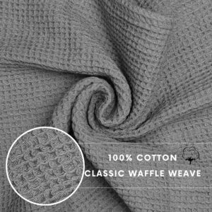 Kitchen Towels | Cotton Dish Towels for Drying Dishes| Absorbent Kitchen Dish Towels, Dish Cloths| Tea Towels for Embroidery|15"x25" Classic Waffle Grey Towels 6-Pack