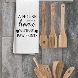 TUNW Dog Kitchen Towels 16″×24″,Dog Decorations for The Home,A House is Not A Home Without Paw Prints Soft and Absorbent Kitchen Tea Towel Dish Towels Hand Towels,Dog Lovers Gifts for Women