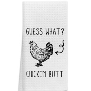 OHSUL Guess What Chicken Butt Highly Absorbent Kitchen Towels Dish Towels Dish Cloth,Funny Chicken Hand Towels Tea Towel for Bathroom Kitchen Decor,Chicken Lovers Farm Women Girls Gifts