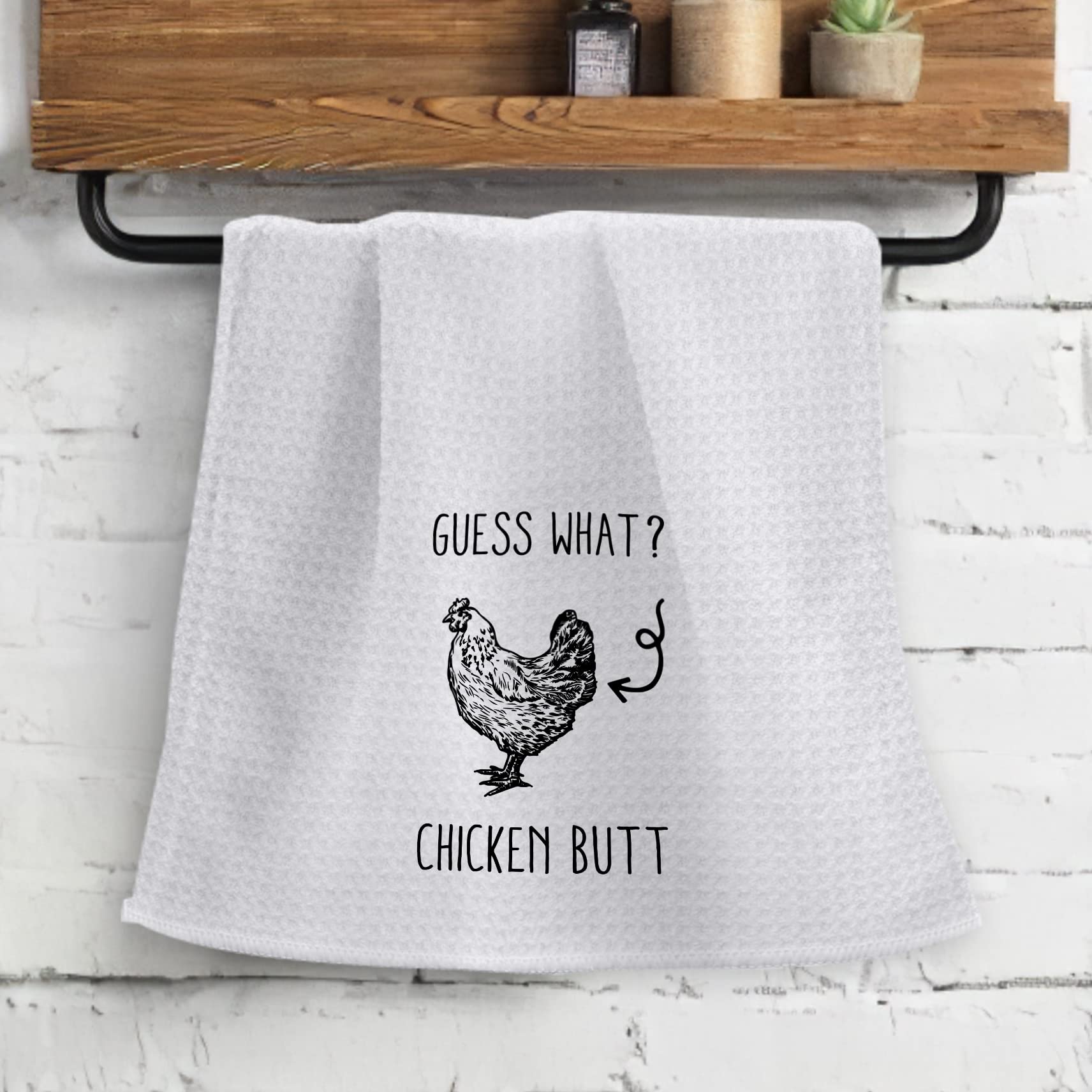 OHSUL Guess What Chicken Butt Highly Absorbent Kitchen Towels Dish Towels Dish Cloth,Funny Chicken Hand Towels Tea Towel for Bathroom Kitchen Decor,Chicken Lovers Farm Women Girls Gifts
