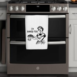 WCGXKO Baking Gift I’m Baked Too Cute Housewarming Gift Novelty Dish Towel Kitchen Decor for Mom Sister Friend (I’m Baked Too Towel)