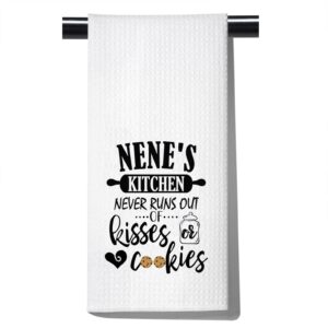 pofull nene gift for nene’s kitchen never runs out of kisses and cookies dish towel (nene towel)