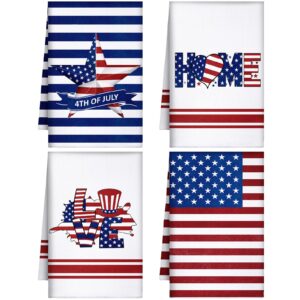 patelai 4 pcs patriotic kitchen towels 4th of july kitchen dish towels memorial day bath hand towels farmhouse red white blue tea towels independence day star kitchen towels for kitchen bathroom home