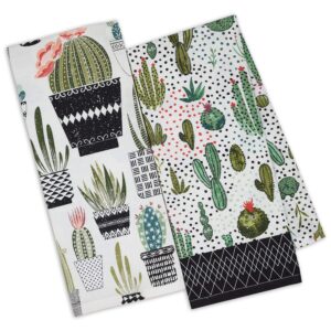 DII Urban Oasis Printed Dish Towels Kitchen Set of 2 Cactus 18" by 28"