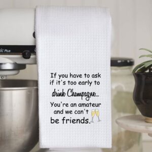 Champagne Lover Gift Best Friend Housewarming Gift Novelty Quote Kitchen Decor Towel for Champagne Drinker (Drink Champagne)