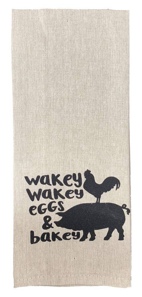 fillURbasket Farmhouse Kitchen Towels Set Farm Towels Pig Rooster Chicken Cow Towels Tan Black Dish Towels Set of 5 Cotton 16"x28"