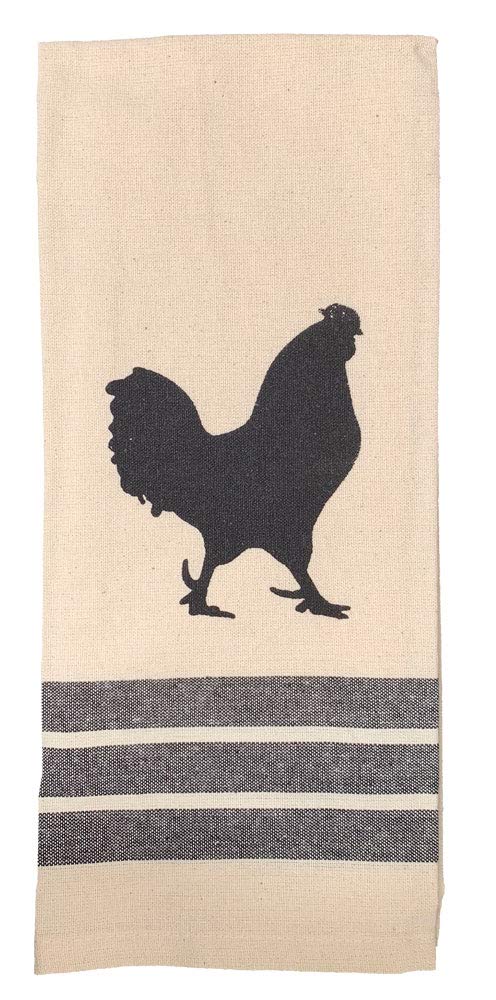 fillURbasket Farmhouse Kitchen Towels Set Farm Towels Pig Rooster Chicken Cow Towels Tan Black Dish Towels Set of 5 Cotton 16"x28"