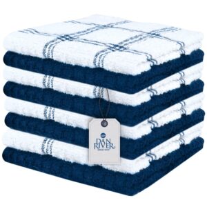 dan river dish towels for kitchen - 100% cotton | tea towels for kitchen |quick drying towels | dish clothes for washing dishes | washcloths for dishes |12”x12” blue opal pack-8