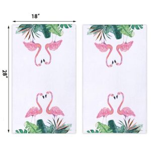 Watercolor Flamingo Kitchen Dish Towel 18 x 28 Inch Set of 2, Seasonal Summer Flamingo Tea Towels Dish Cloth for Cooking Baking