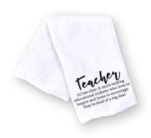 handmade teacher kitchen towel - definition of a teacher - 100% cotton hand towel for teacher appreciation - 28x28 inch perfect teacher gifts from student-housewarming-christmas gift (teacher)