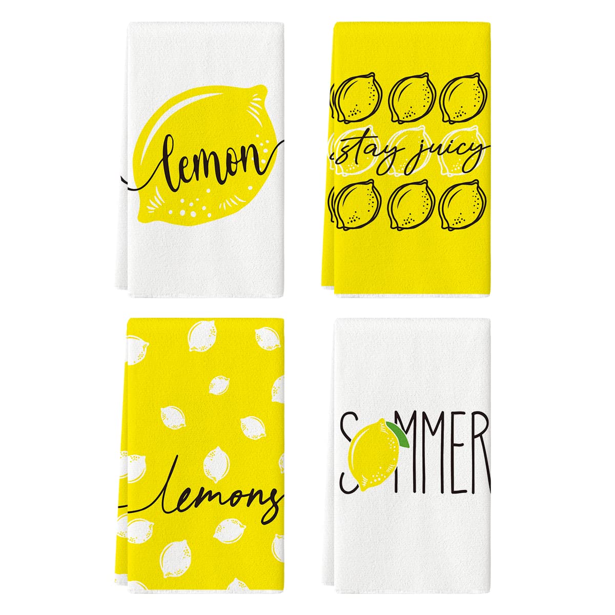 Artoid Mode Lemon Stay Juicy Summer Kitchen Towels Dish Towels, 18x26 Inch Seasonal Decoration Hand Towels Set of 4