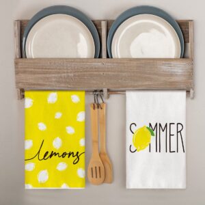 Artoid Mode Lemon Stay Juicy Summer Kitchen Towels Dish Towels, 18x26 Inch Seasonal Decoration Hand Towels Set of 4
