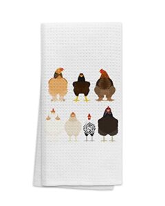 ohsul cute cartoon chickens highly absorbent kitchen towels dish towels dish cloth,funny chicken hand towels tea towel for bathroom kitchen decor,chicken lovers farm girls women gifts