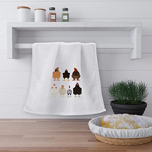 OHSUL Cute Cartoon Chickens Highly Absorbent Kitchen Towels Dish Towels Dish Cloth,Funny Chicken Hand Towels Tea Towel for Bathroom Kitchen Decor,Chicken Lovers Farm Girls Women Gifts