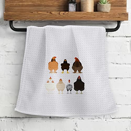 OHSUL Cute Cartoon Chickens Highly Absorbent Kitchen Towels Dish Towels Dish Cloth,Funny Chicken Hand Towels Tea Towel for Bathroom Kitchen Decor,Chicken Lovers Farm Girls Women Gifts