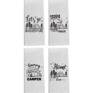 Happy Camper Kitchen Towels Set - Camper Gifts, RV Gifts, 2 Pieces 16 X 24 Inch Camper Hand Towels, Bathroom Hand Towels, Hand Towels for Bathroom, RV Accessories for Inside