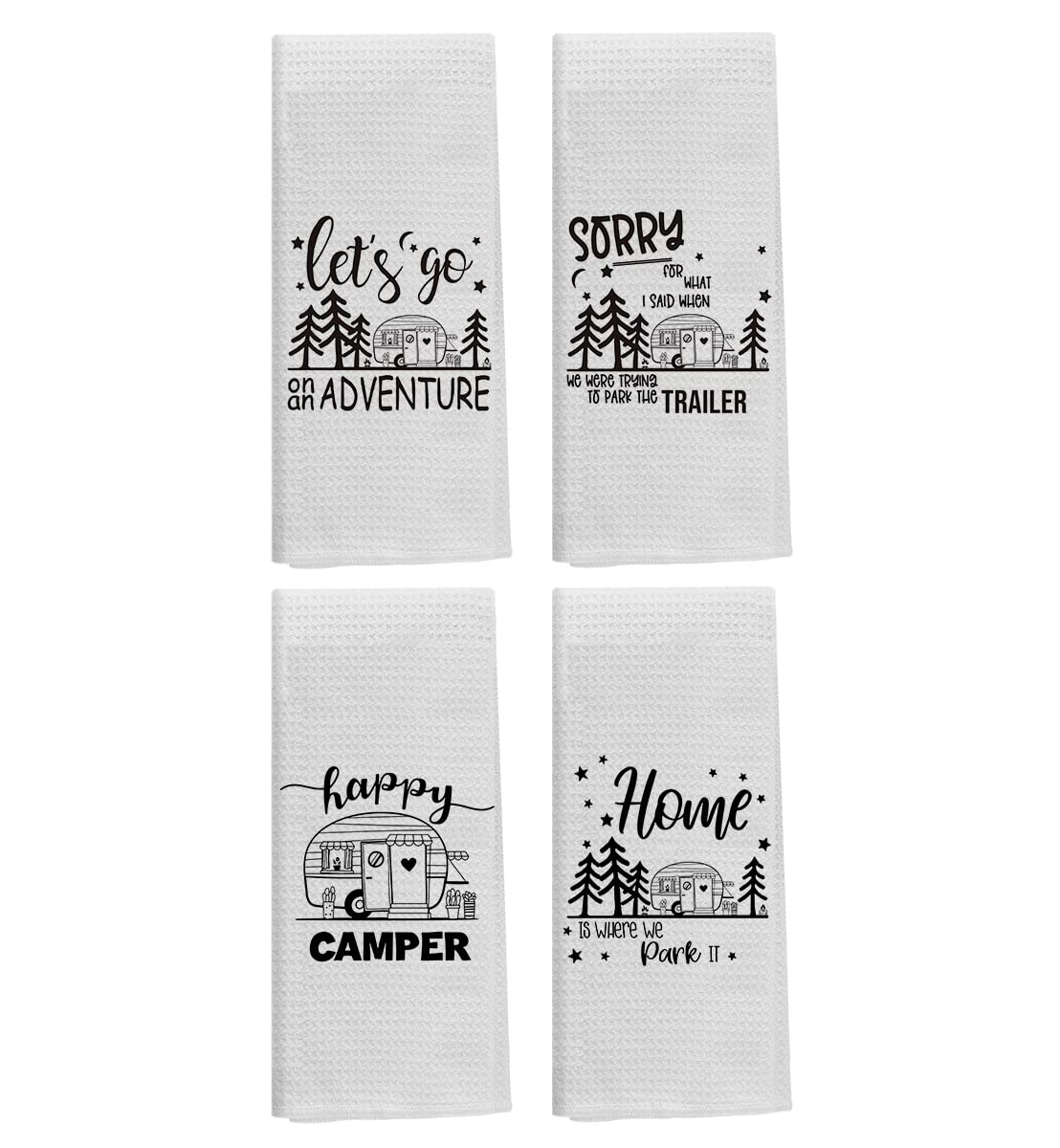 Happy Camper Kitchen Towels Set - Camper Gifts, RV Gifts, 2 Pieces 16 X 24 Inch Camper Hand Towels, Bathroom Hand Towels, Hand Towels for Bathroom, RV Accessories for Inside