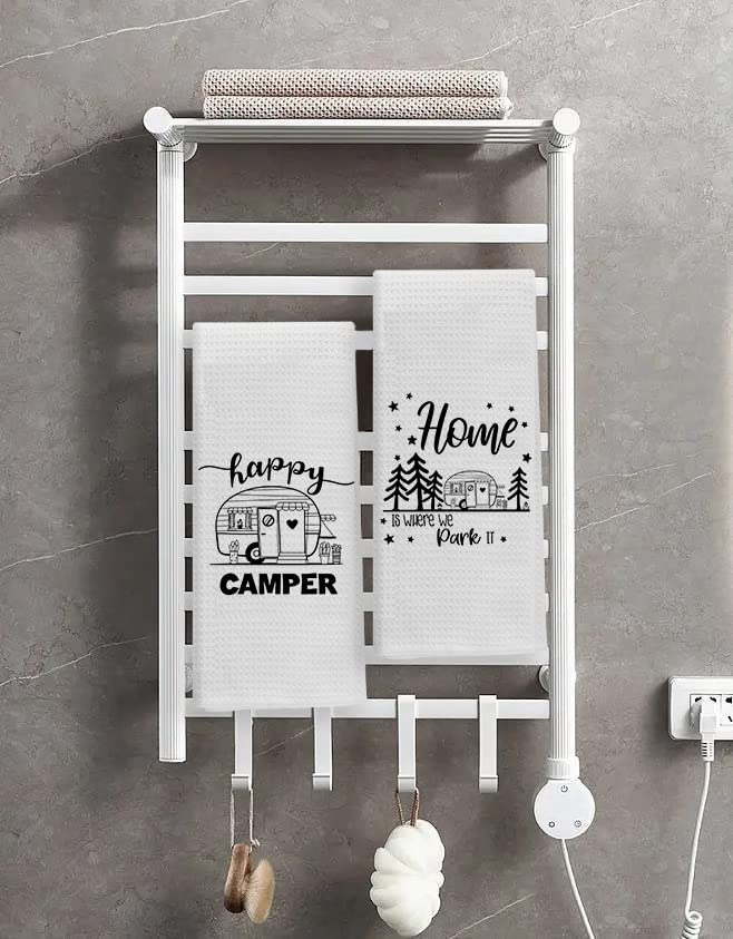 Happy Camper Kitchen Towels Set - Camper Gifts, RV Gifts, 2 Pieces 16 X 24 Inch Camper Hand Towels, Bathroom Hand Towels, Hand Towels for Bathroom, RV Accessories for Inside