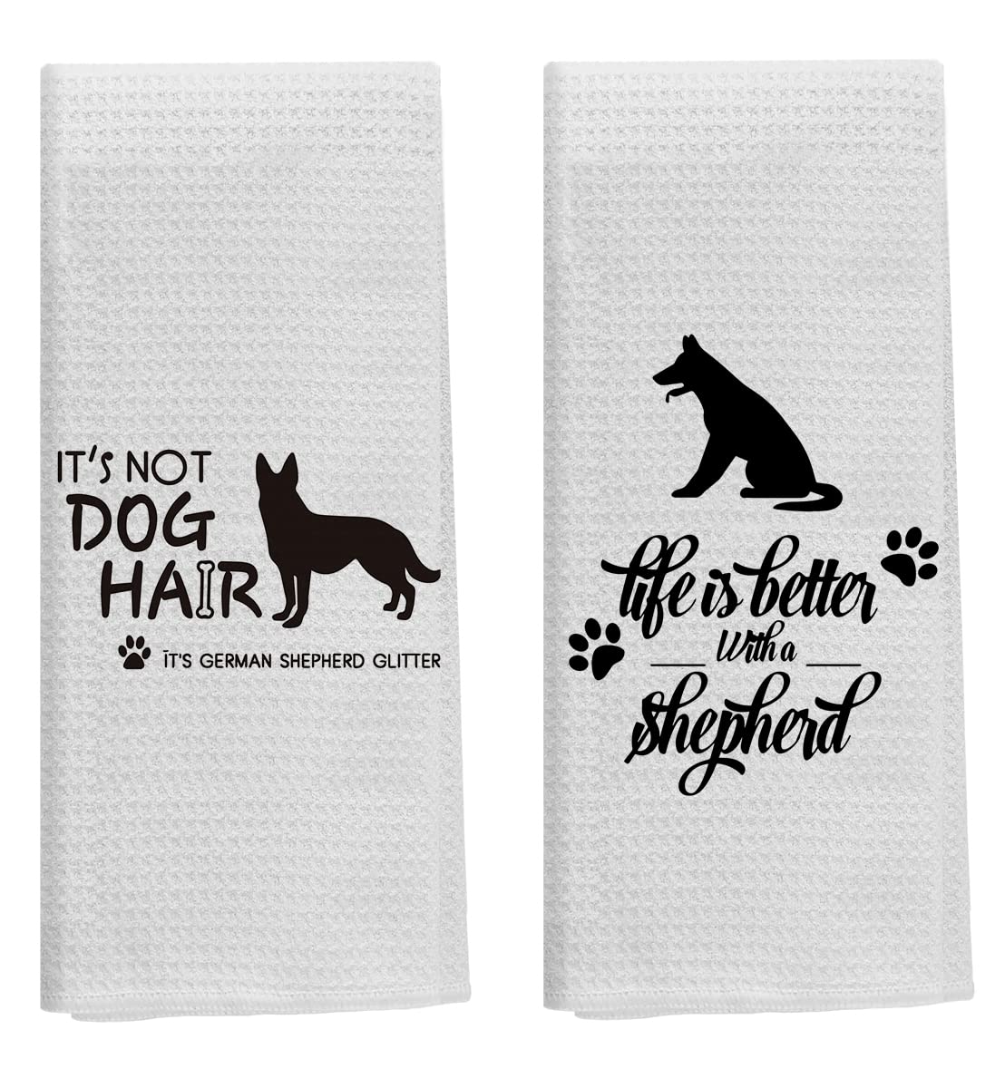 Knibeo German Shepherd Kitchen Towels Set - German Shepherd Gifts for Women, 2 Pieces 16 X 24 Inch Bathroom Hand Towels, Tea Towels for Kitchen Decorative, German Shepherd Decor